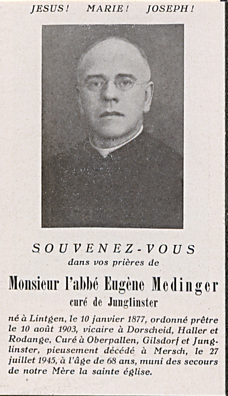 
					
						Eugène Medinger
					
					
					© Diözesanarchiv Luxemburg
					